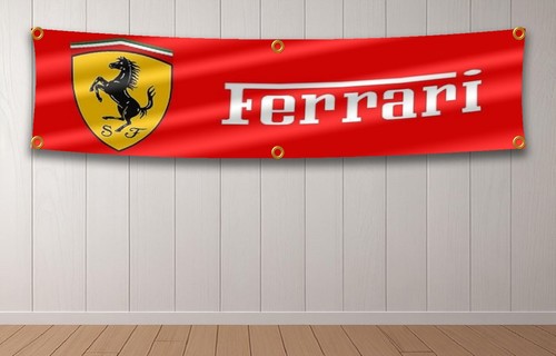 Ferrari flag Motors Racing banner 2X8ft Garage Wall Art Outdoor workshop