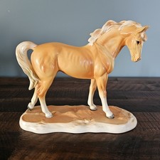 Vintage Palomino Horse Figurine on Base Porcelain 6.5" x 8" Mid Century Japan