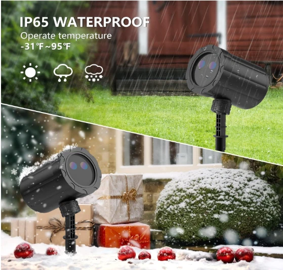 Proyector láser navideño rojo y verde con control remoto, resistente al agua y a Foto 3 de 4