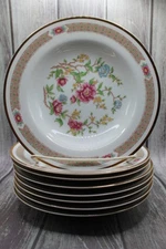 Vintage Mikasa Rose Peony Rim Soup Bowl Fine China Gold Rim Made in Japan L2018