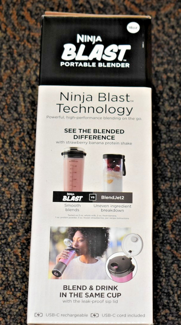Ninja Blast 18oz Portable Blender Leak-Proof Sip Lid USB-C N