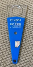 Vintage 7 1/2 inch Osrow Ice Scraper With Map Reader Magnifier Blue