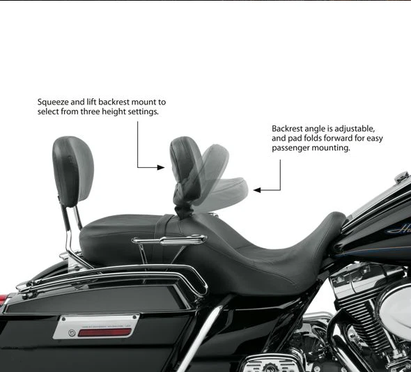 Almohadilla de respaldo negra enchufable para Harley Touring Street Road Glide 1988-2023 Foto 4 de 4
