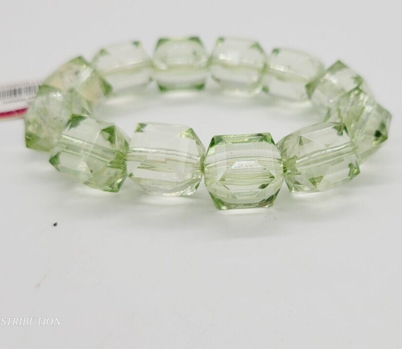 Green Lucite Stretch Bracelet Runway 80's Style