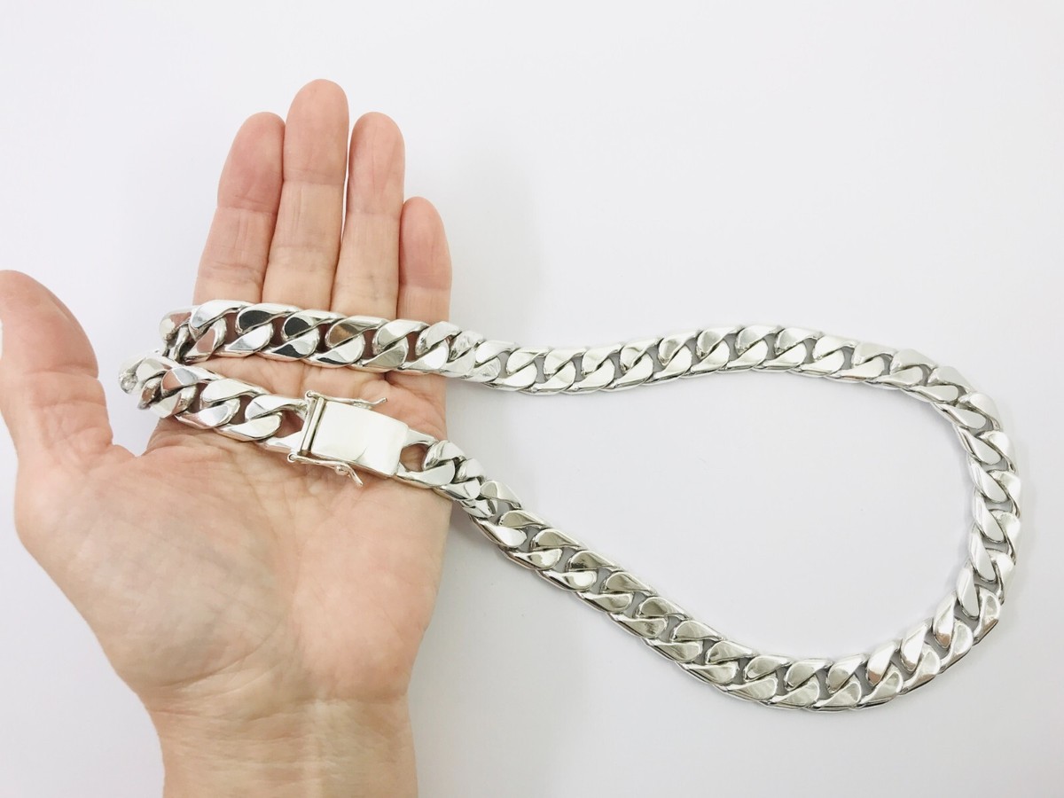 Heavy Long Taxco, Mexican 925 Sterling Silver Curb Chain Heavy Long Taxco, Mexican 925 Sterling Silver Curb Chain