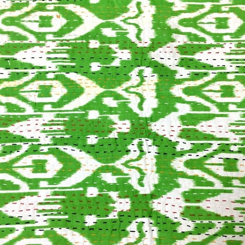 Edredón Kantha indio Ikat reversible algodón ropa de cama edredón Kantha moderno - Imagen 6 de 23