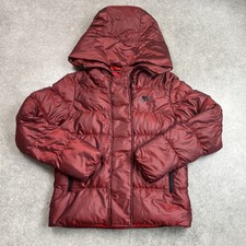 Womens Nike Metallic Burgundy Red Full Zip Feather Down Puffer Jacket Size S