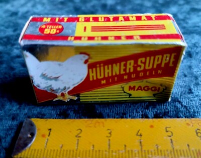 altes Paket, Päckchen, Maggi, Hühner Suppe mit Nudeln, Zubehör, Kaufladen