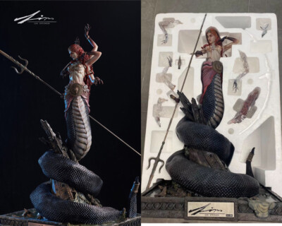LIN STUDIOS 1/4 Scale Naga Medusa Panited Model GK Statue 90cm Red Ver. In Stock