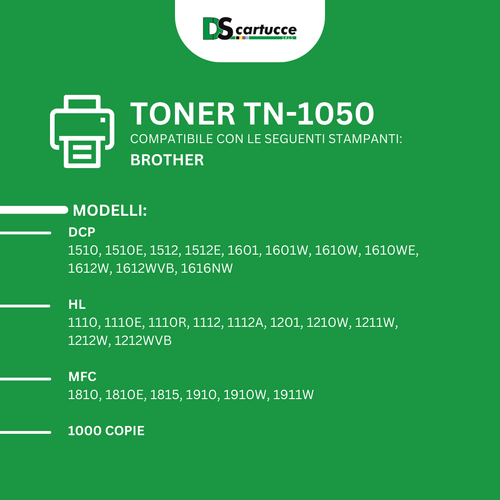 10er Set Toner TN1050 kompatibel für Brother DCP-1510 DCP-1512 DCP-1610W DCP-1612 - Bild 2 von 4