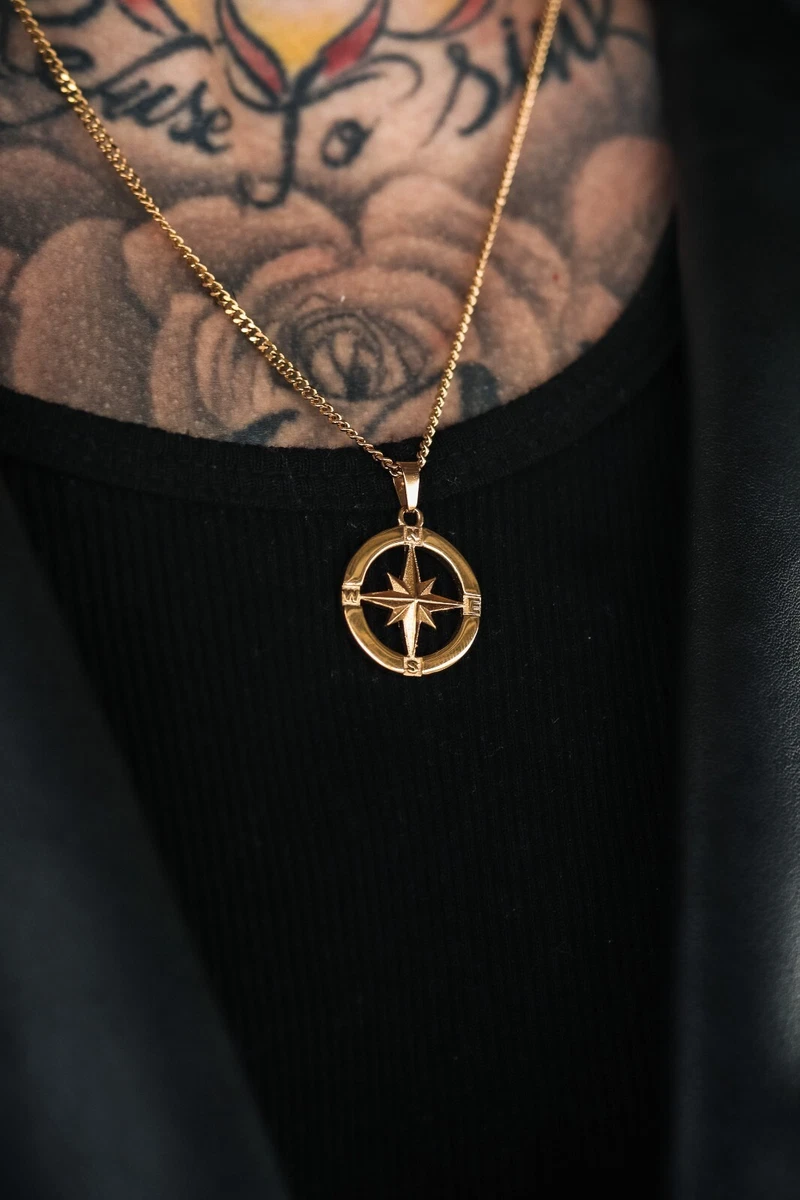 Compass necklace mens outlet