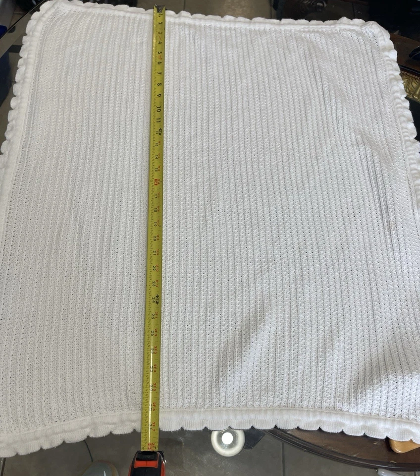 Manta de algodón blanca Ikea LEN borde festoneado tejido con cable 28,5x31 Foto 4 de 4