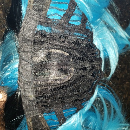 Ombre Bangs Bob Wavy Flip Wigs Mixed Bright Blue Color Curly Wave Lot of 2 - Picture 7 of 12