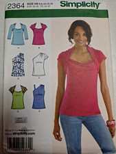 T Shirt Knit Tops Off Shoulder 6 8 10 12 14 Simplicity 2364 Sewing Pattern UC