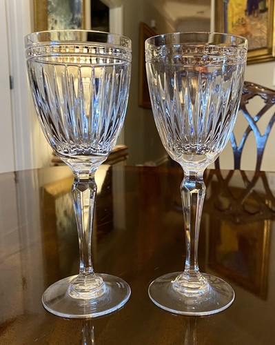 Pair Waterford Marquis Hanover Cut Crytal Wine Goblets Signed 7 5/8” - Picture 2 of 9