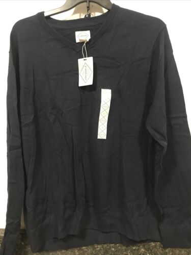ST. JOHN’S BAY V-NECK SWEATER - MEN - XL - BLUE (2-TW-2702)
