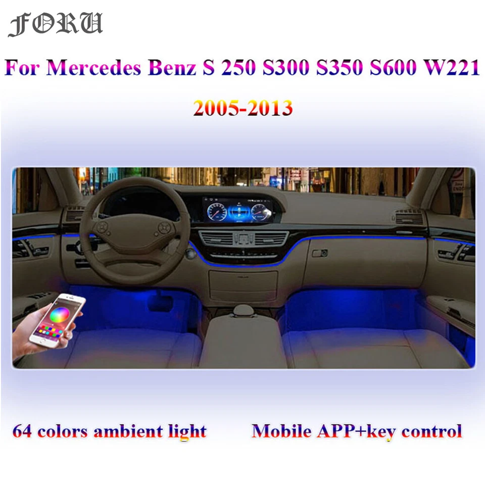 Luz ambiental 64 colores para Mercedes Benz S250 S300 S350 S600 W221 2005-2013  Foto 3 de 4