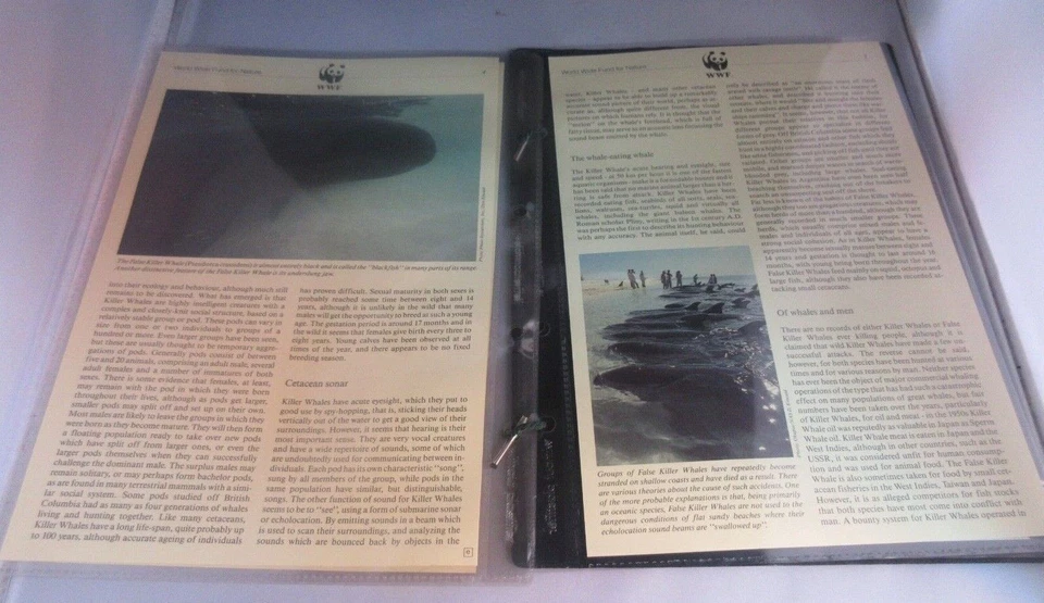 Hojas informativas de ballena asesina de WWF estampillas exclusivas de Santo Tomé y FDC Foto 3 de 4