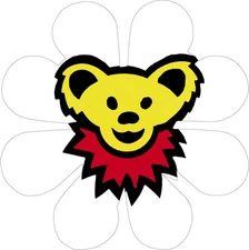 Sticker - Yellow Bear Head White Daisy Flower Hippie Hippy Animal Decal #11332