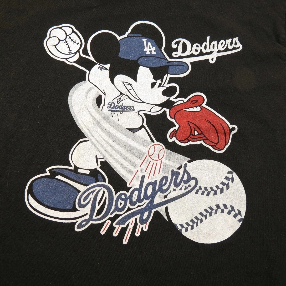 DISNEY PITCHING MICKEY MOUSE LA LOS ANGELES DODGERS MLB BASEBALL T SHIRT  Mens S