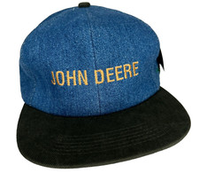 Vintage John Deere K-Products Denim Snapback Trucker Hat Cap Embroidered