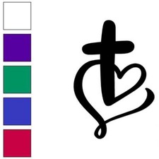 Heart Cross Love Jesus, Vinyl Decal Sticker, Multiple Colors Sizes 6390