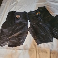 2 Black Leather Vest Mens LG One Is PLG And The Other Paragraff