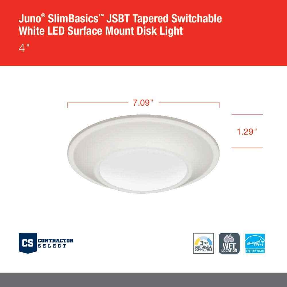 Juno JSBT 7.09 in. Matte White Integrated LED Flush Mount Selectable CCT 4-Pack
