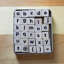 Alphabet  Symbols Wood Block Stamp Set  Lower Case Modern Sans