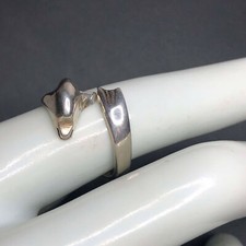 3657 Sterling silver 925 Dolphin wrap around band ring sz 8 4.6 grams 