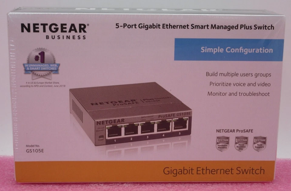 NEW NetGear GS105Ev2 ProSafe 5-Port RJ45 Gigabit Ethernet Managed Desktop Switch - Image 2 of 4