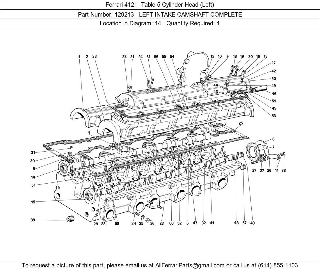 Ferrari Part 129213 LH Inlet Camshaft Complete | eBay