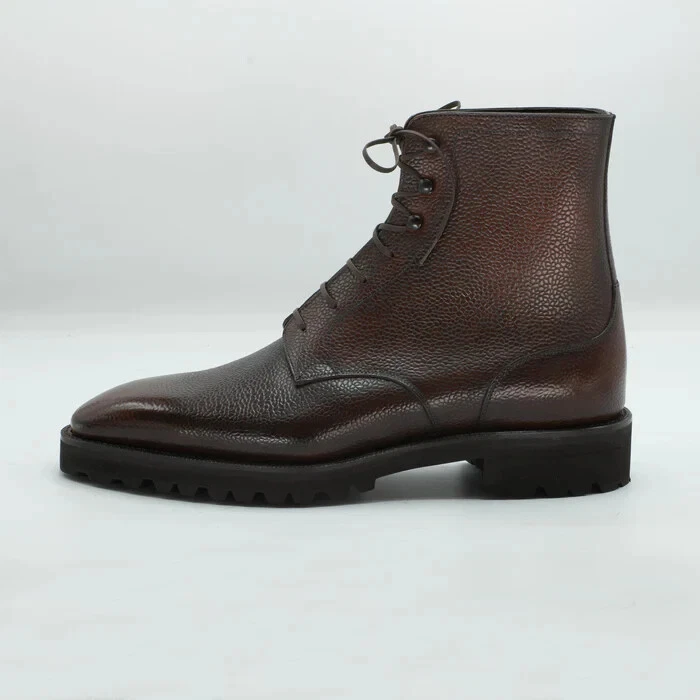 Handmade Men High Ankle Burnished Brown Lace Up Biker Boots, Men Hiking Boots
Opens in a new window