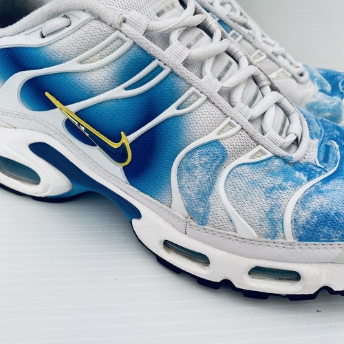 Nike Air Max Plus TN Spray Paint Swoosh Mens US8 - White / Blue - Aus Postage - Picture 4 of 16