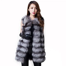 Finn Silver Fox Horizontal Design Fur Gilet