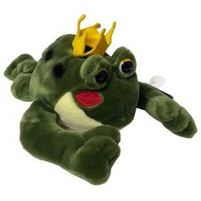 A A Plush FLOPSIES: Prince Frog 14  Kiss-Smooch Plush Crown /Charming-Rare New