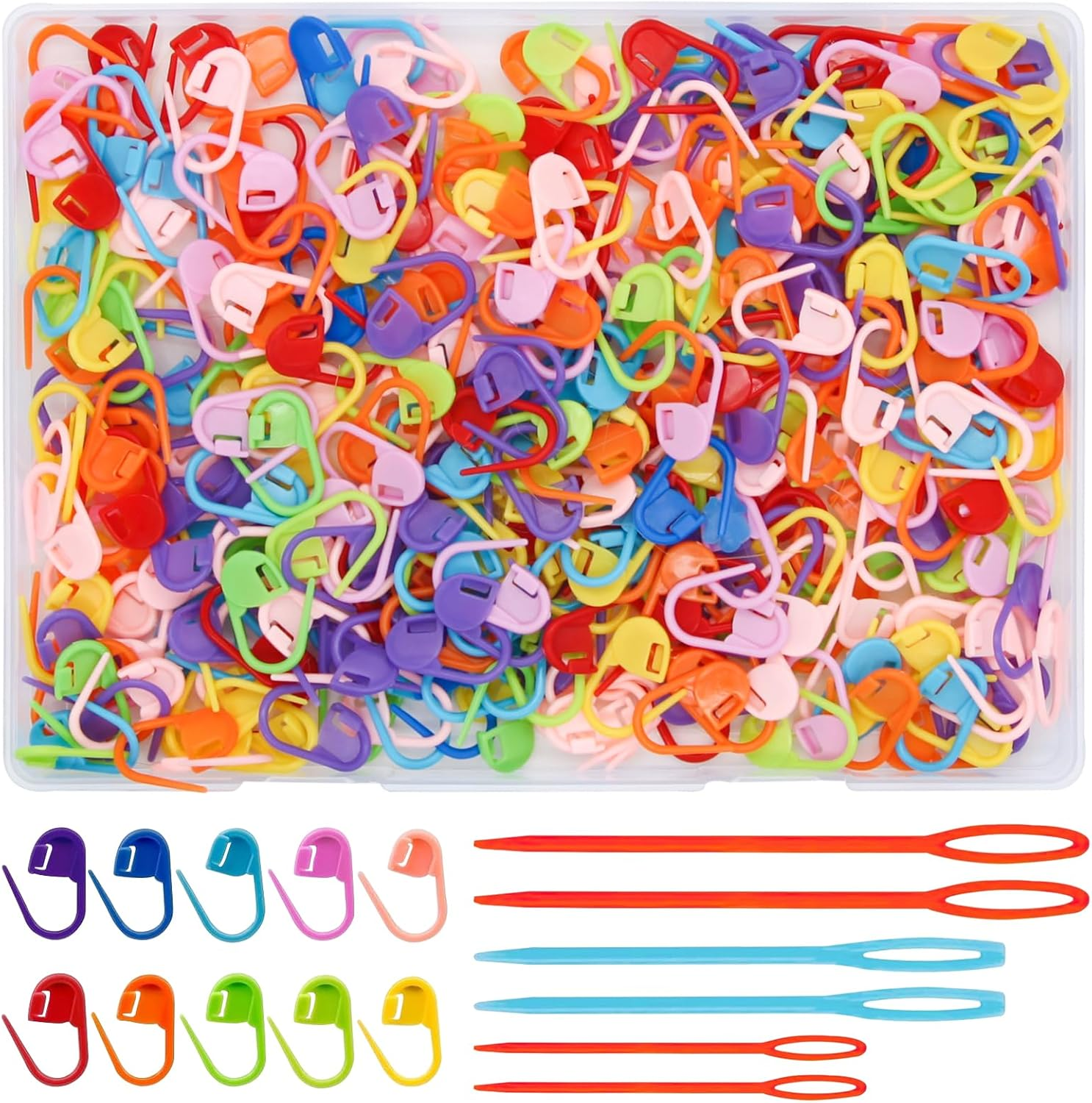 Colorful Stitch Markers with Large Eye Blunt Needles for Crochet and Knitting-image