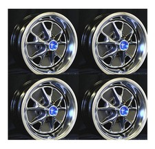 New 1967 Mustang Style Steel Gt Wheels 14 X 5 Set Of Complete W Caps Nuts