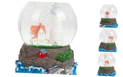  Cape Cod Lighthouse Cottage 100MM Sturdy Wind Up Music Glitter Water Snow 