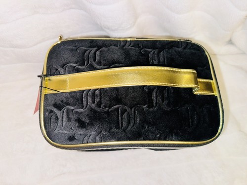 Juicy Couture Terry JC Logo Black & Gold Case Travel Cosmetic Makeup Bag NWT - Picture 3 of 5