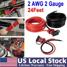 24ft Heavy Duty Quick Disconnect Winch Power Cable 2 Gauge 2 Awg Copper Wiring