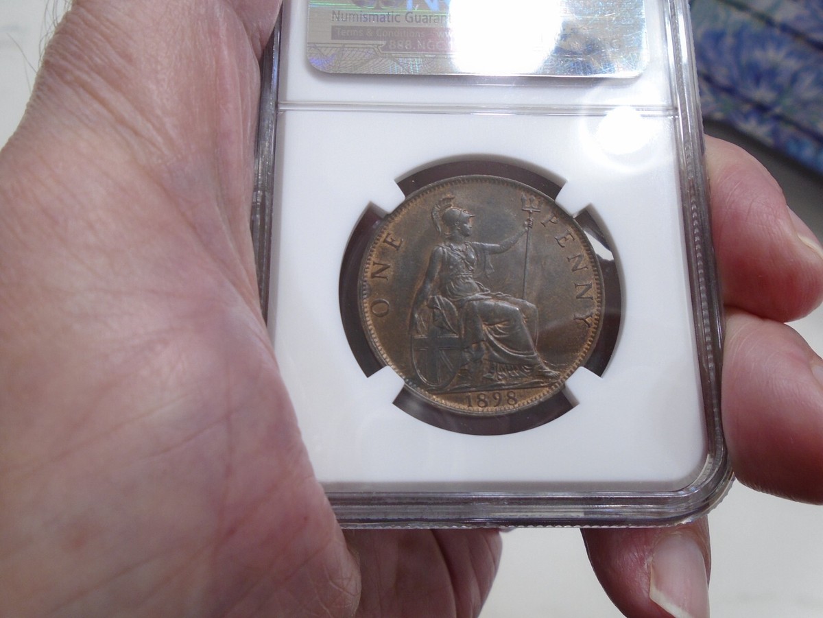 1898 Great Britain Penny KM790 NGC MS63 BN Queen Victoria Penny