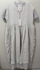NEW H  Hannoh Wessel Delvina Dress Pearl Sz 38 Raw Edge Double Layer Long Boxy