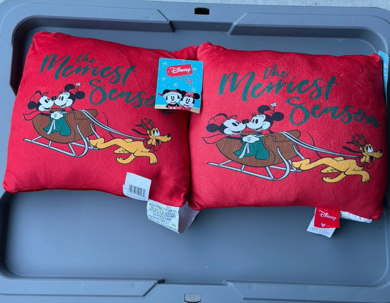 Disney Red 12x12 Pillow Mickey Mouse Minnie Mouse Pluto Merry & Sensational