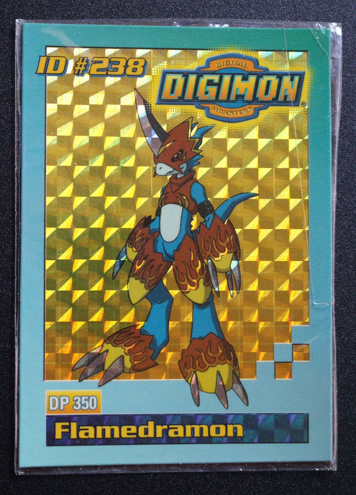 2001 Bandai Digimon Digital Monsters FlameDramon #238 Gold Foil DP 350 Sealed
