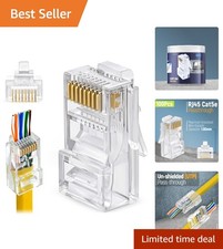 100-Pack Cat5e RJ45 Pass Through Connectors - Clear Ethernet Plugs for Quality