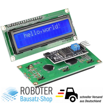LCD Display Modul 1602 HD44780 I2C (gelötet) Arduino Raspberry Pi