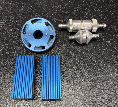 Robinson Racing Vented blue Aluminum Flywheel + motor mounts & fuel filters