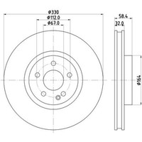 Hella 2X Bremsscheiben Vorne Ø330 Mm BelüFtet Beschichtet FüR Mercedes W447