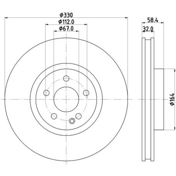 Hella 2X Bremsscheiben Vorne Ø330 Mm BelüFtet Beschichtet FüR Mercedes W447-image